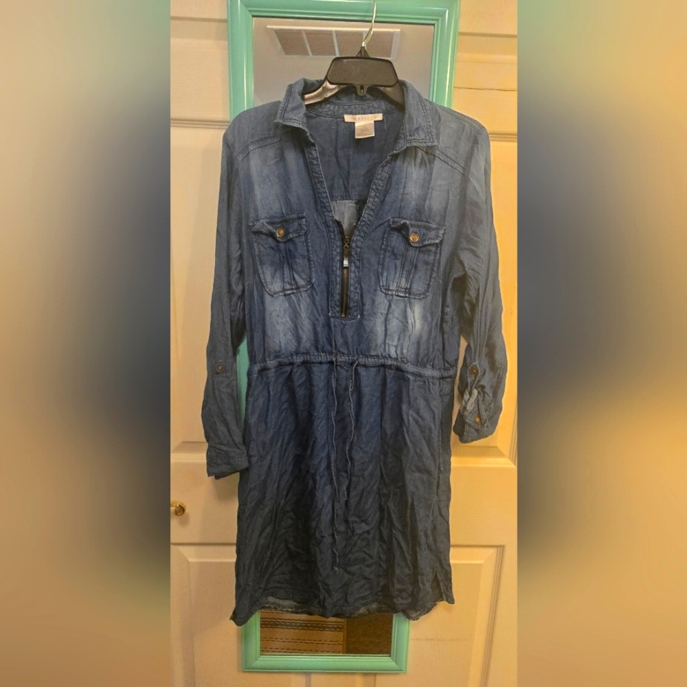 Masseys Blue Denim Shirt Dress